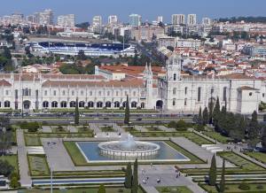 Jeronimos Monastery seen from the Monument to the Discoveries