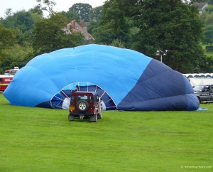 Blue canopy of a hot air balloon