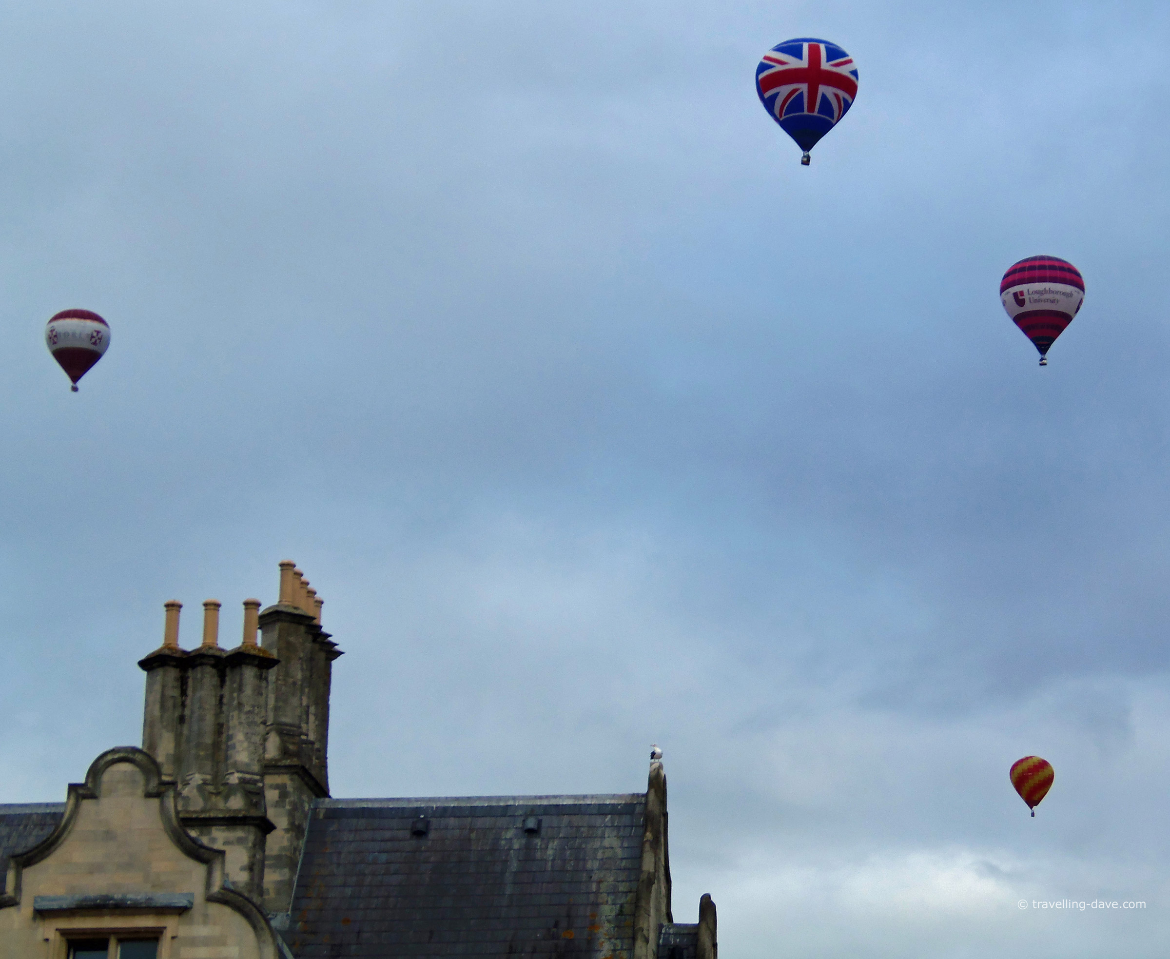 View of four hot air balloons