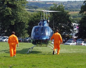An helicopter landing at Bristol