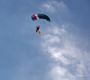 A parachutist at Bristol International Balloon Fiesta