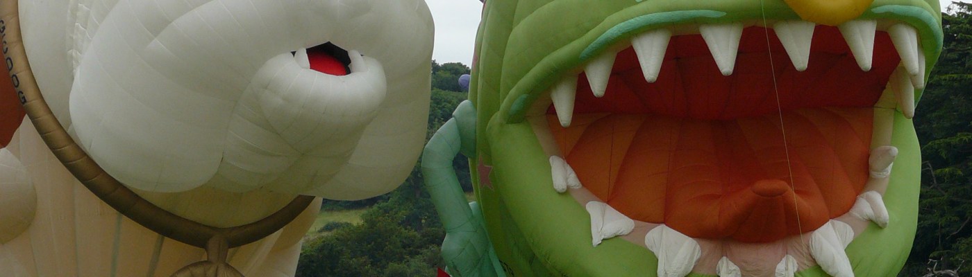 Cartoon characters hot air balloons