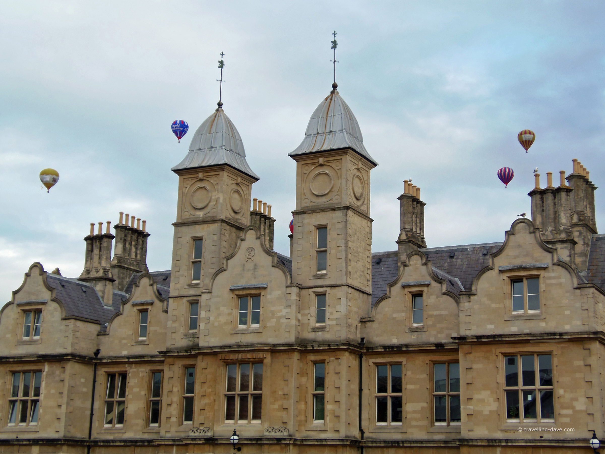 Bristol building and hot air balloons