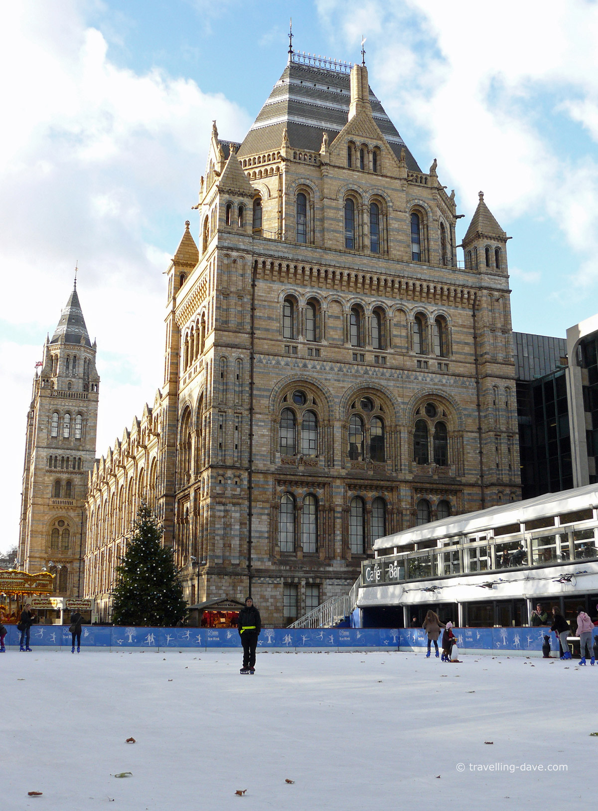 View of the ice skating rink at the Natural History Museum