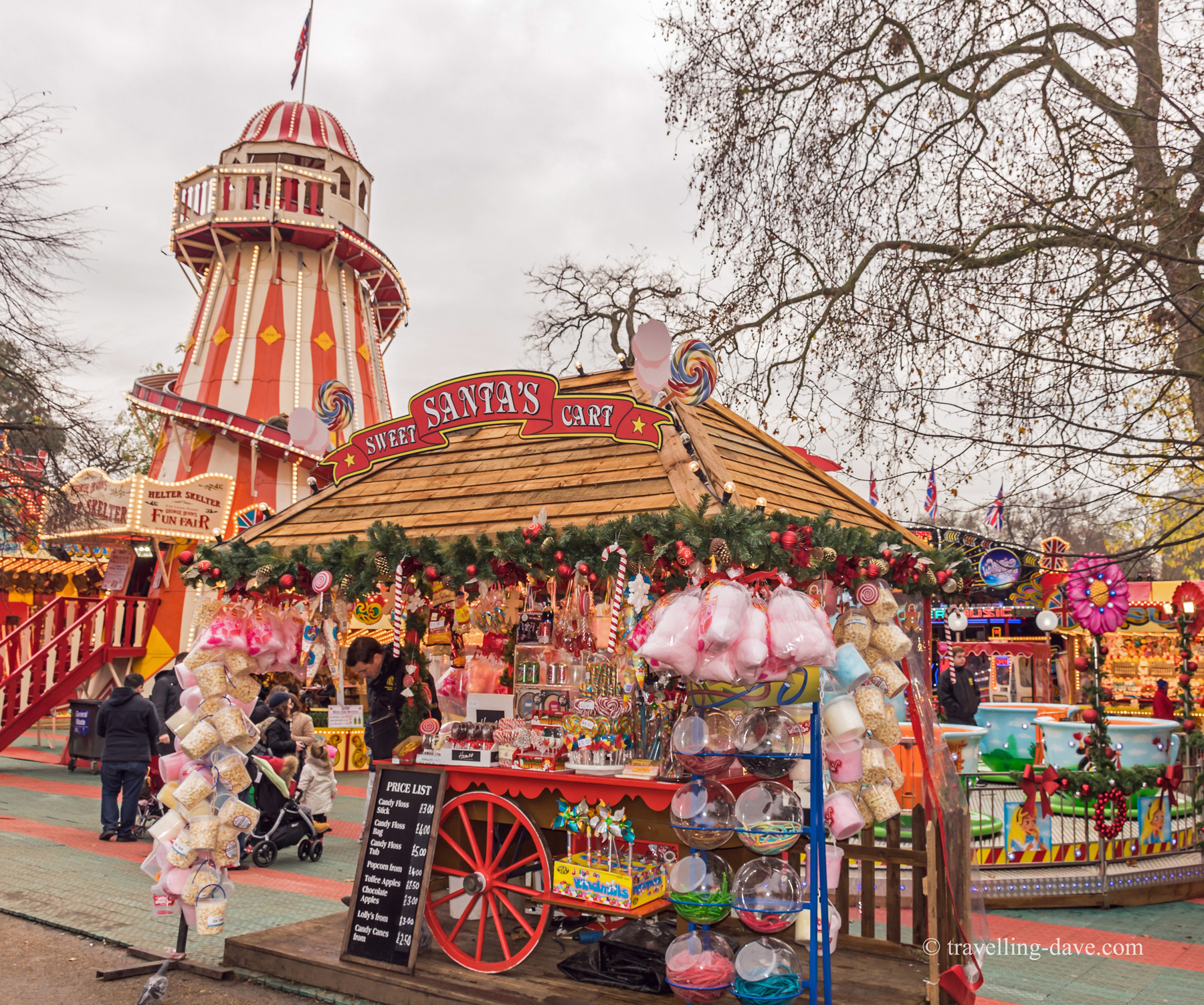 Stall and Helter Skelter at Winter Wonderland