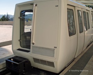 View of the computer operated tram at the Getty Center