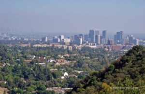 The view over Los Angeles buildings from the Getty Center