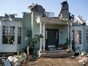 View of part of the set of the War of the Worlds movie