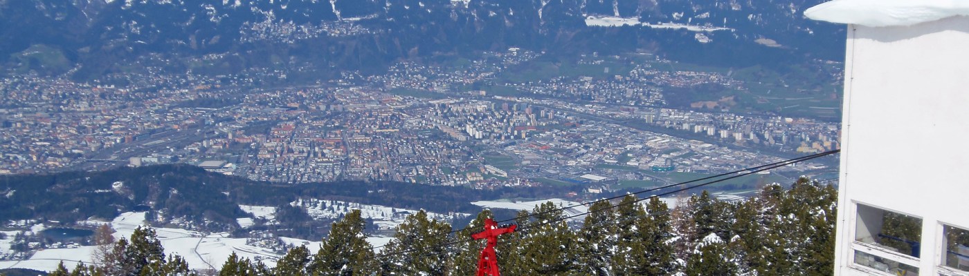 View of the red Patscherkofel cable car