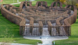View of the hand shaped labyrinth at Swarovski World