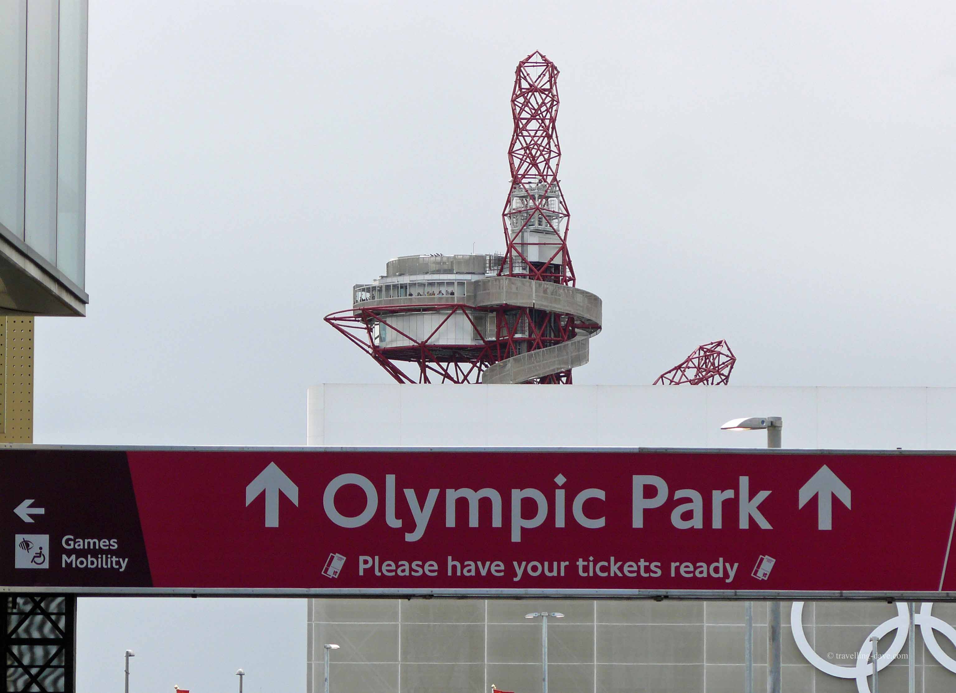 View of a direction sign to the Queen Elizabeth Olympic Park