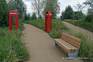 View of a bench in London's Olympic Park