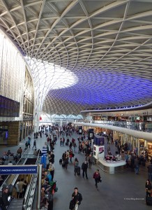 Looking up at King's Cross Station