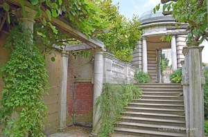 Marble steps and pavilion