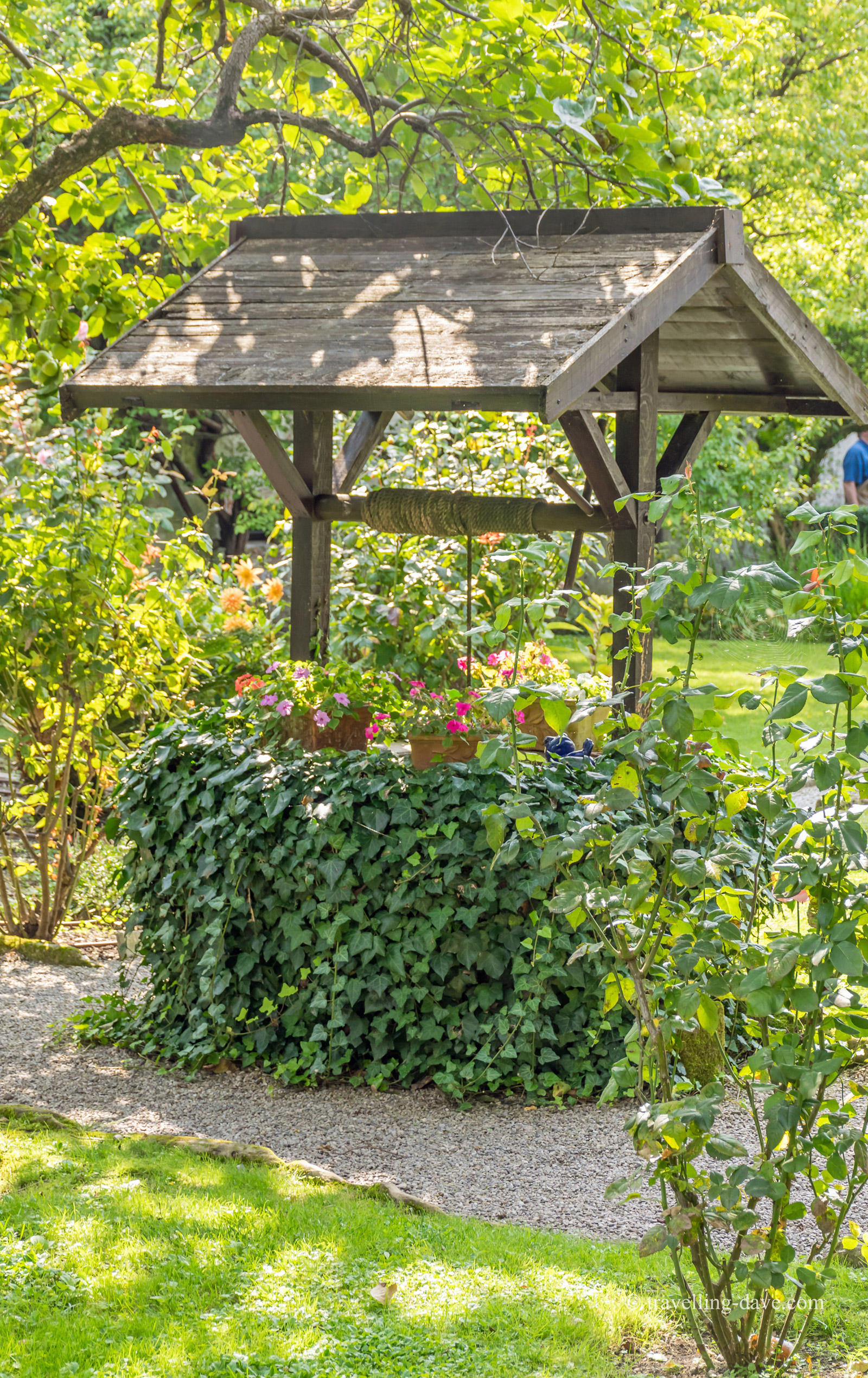 View of a well in a garden