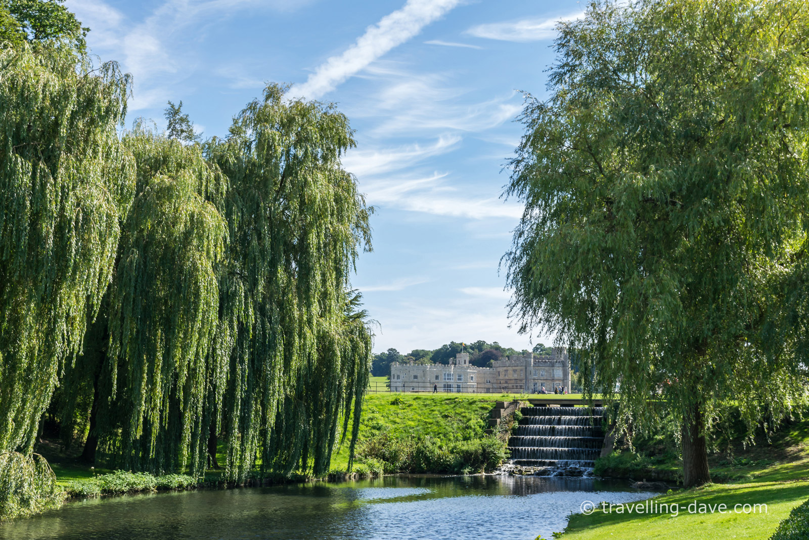 View of Leeds Castle across Cascade Garden