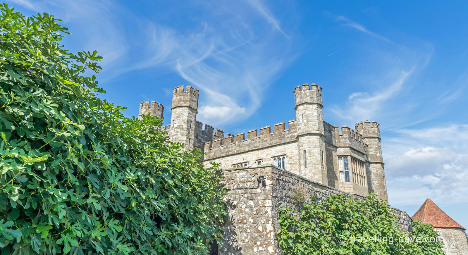 Looking up at Leeds Castle