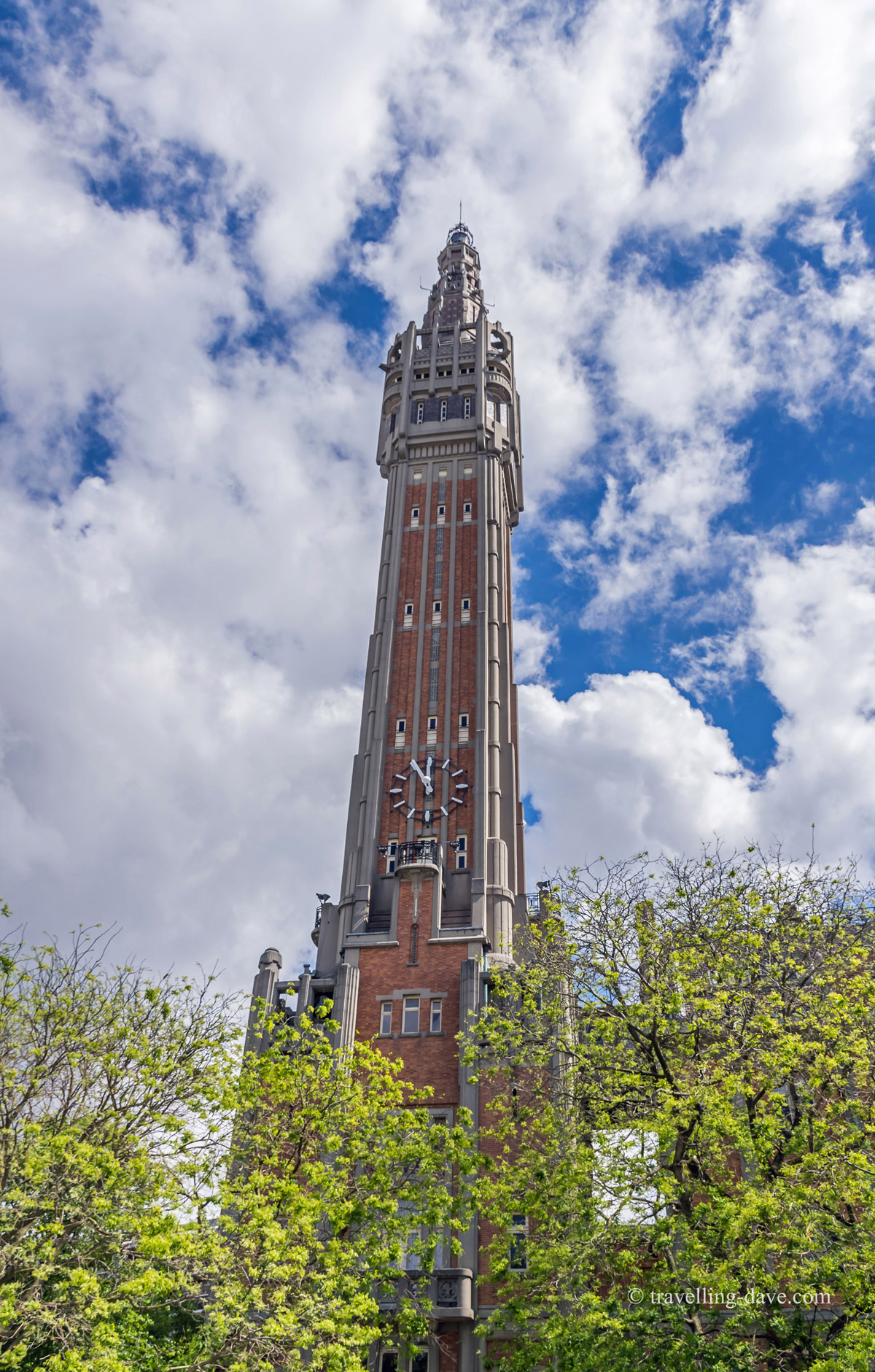 Looking up at Lille's City Hall belfry