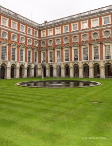 View of a fountain at Hampton Court
