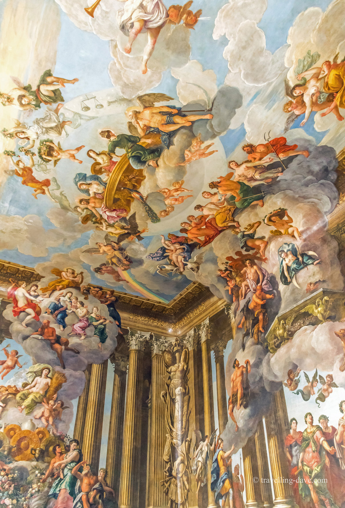 Looking up at the King's Staircase at Hampton Court