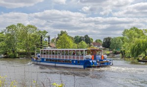 View of a cruise boat on the river
