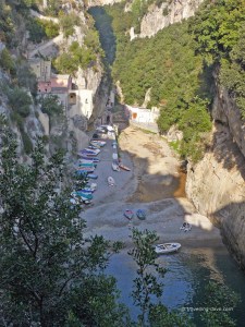 People on the beach in Furore