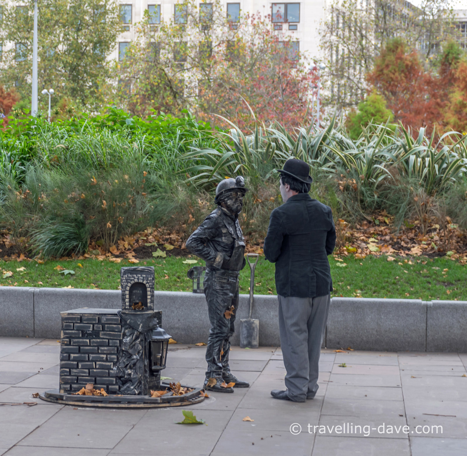View of two street artists