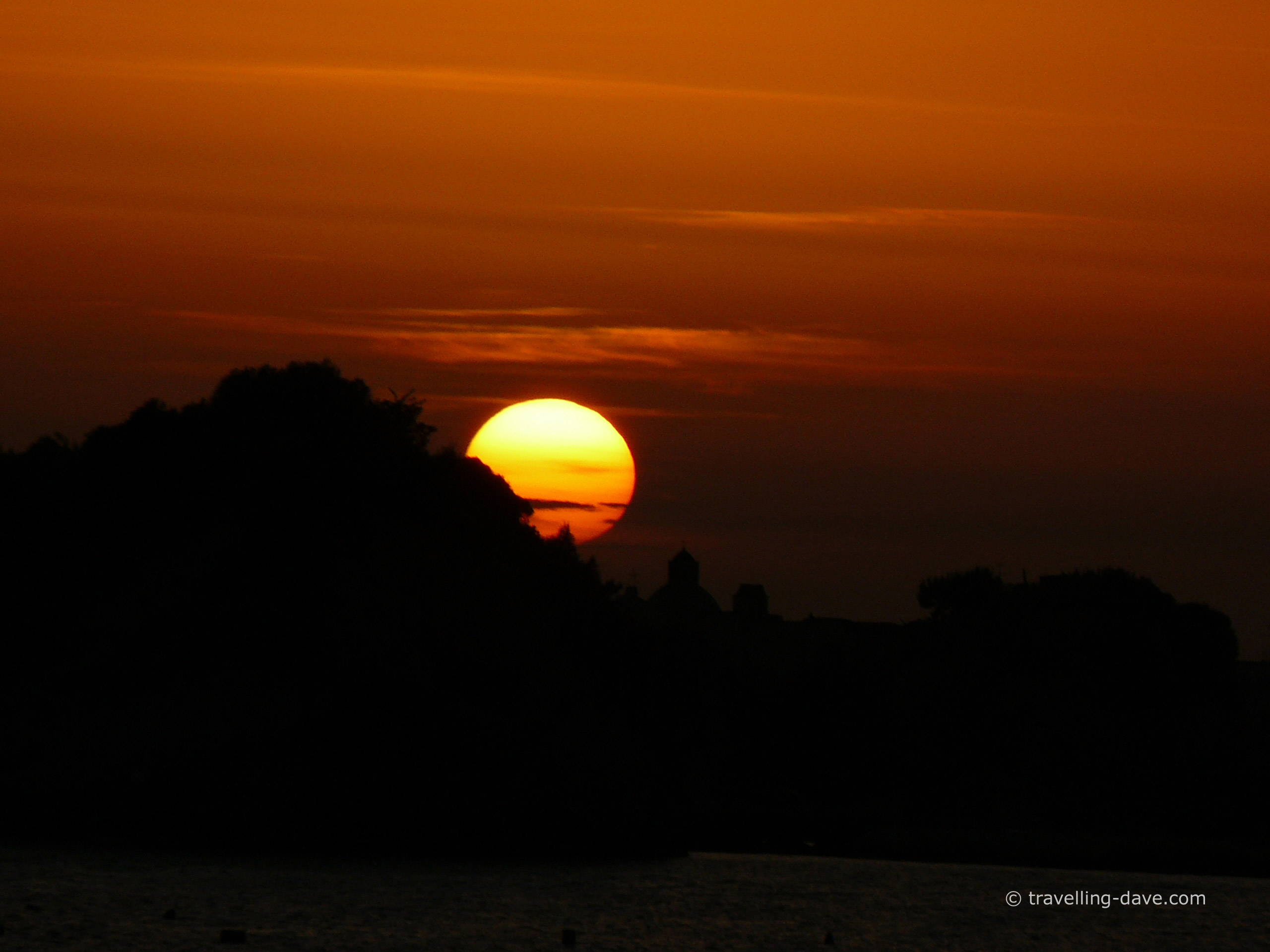 View of one of the Amalfi Coast's beautiful sunsets