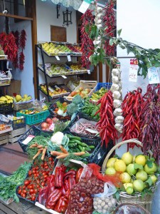 Fresh fruit and vegetables in a shop in Amalfi