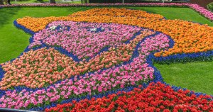 View of a portrait of Van Gogh made with flowers