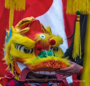Colourful dragon's head costume