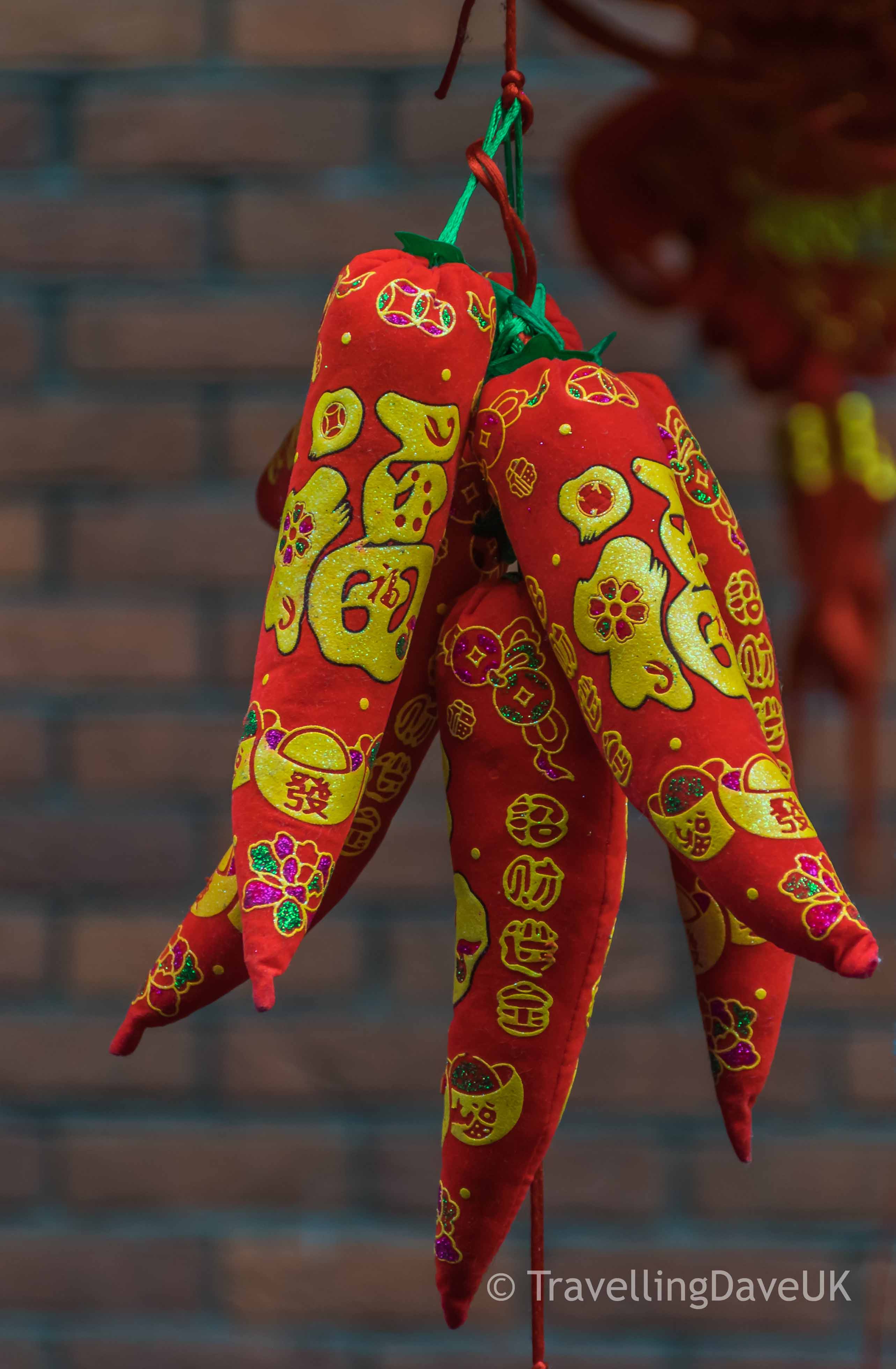 View of colourful Chinese lucky charms