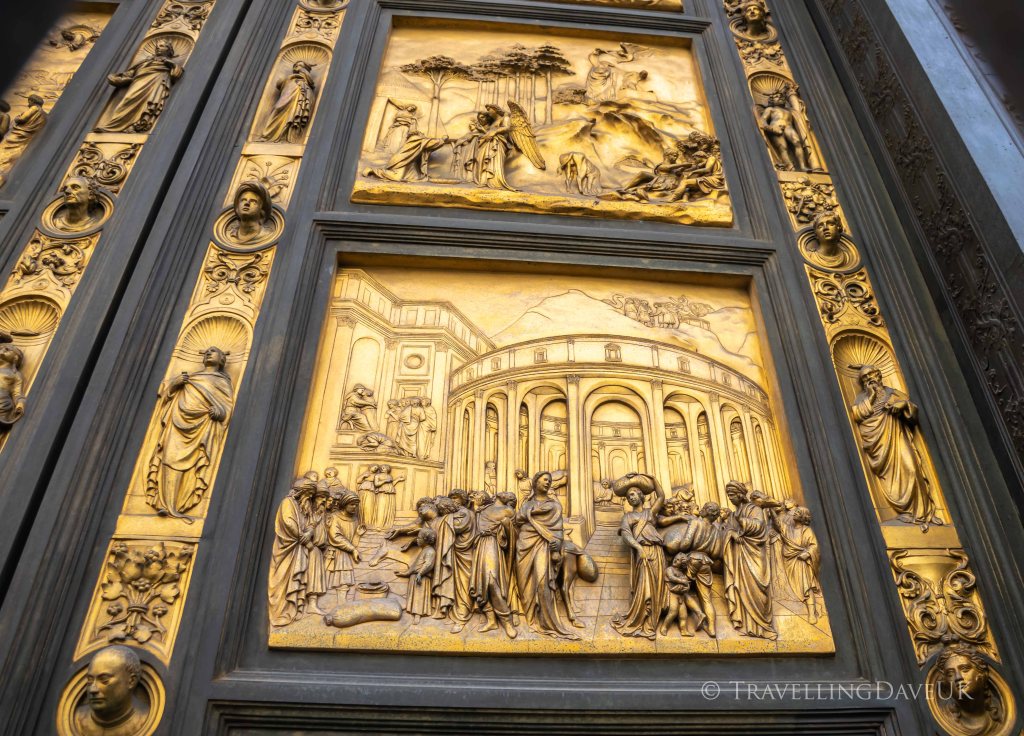 View of door panels of Florence Baptistery in Italy