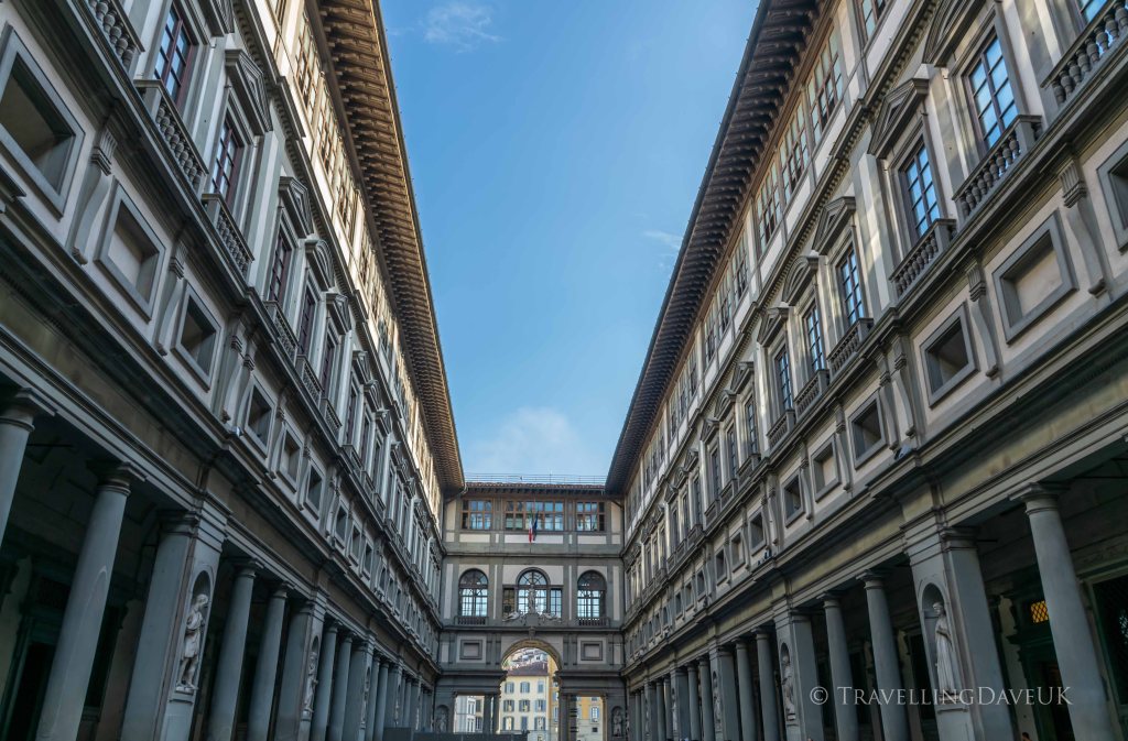 View of the building housing the Uffizi Museum in Florence