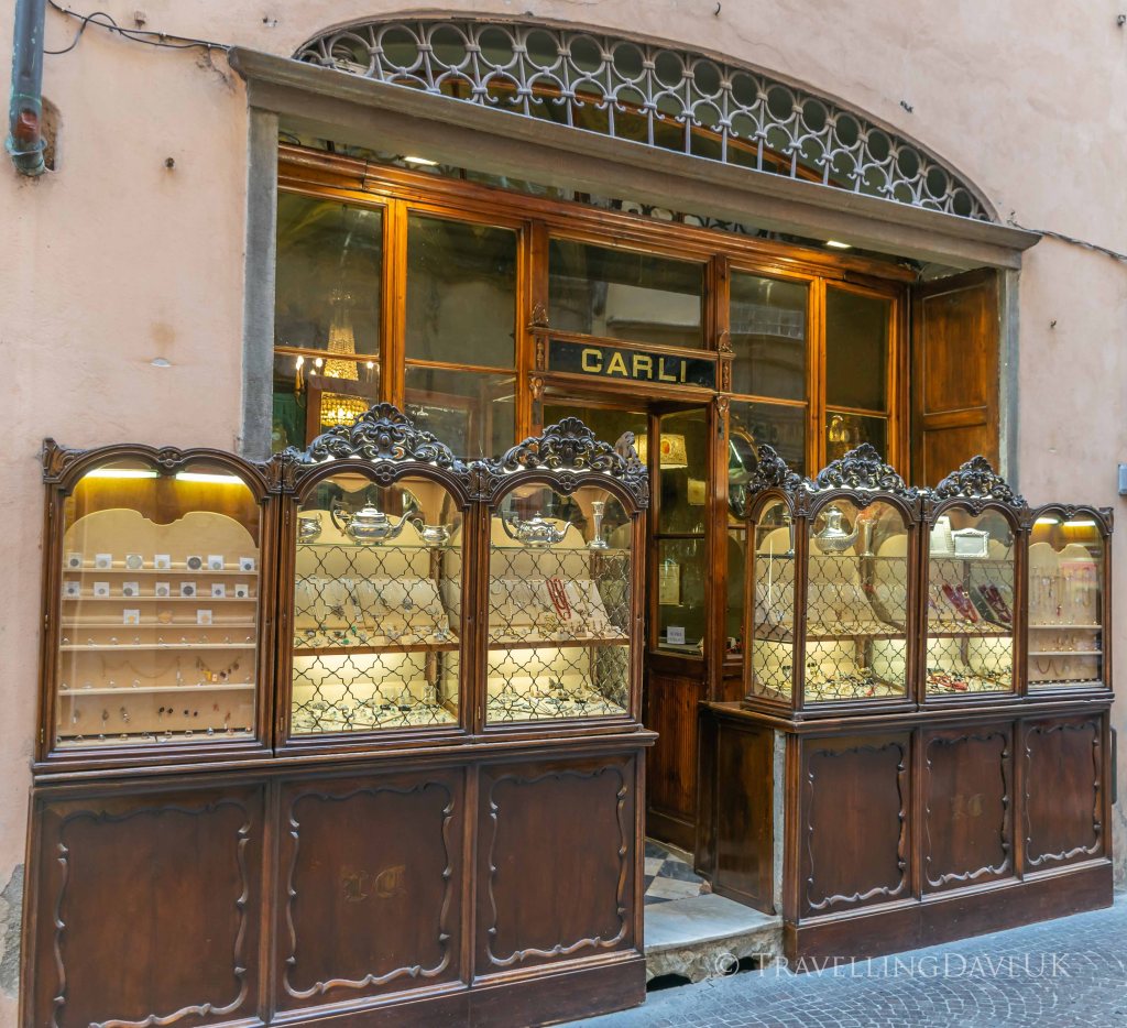 View of an old jewellery shop in Lucca in Italy