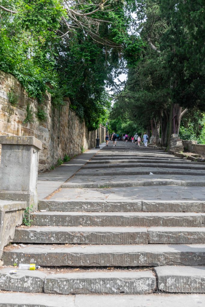 Steps to Piazzale Michelangelo in Florence in Italy